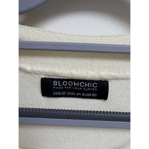 BloomChic Women’s 18/20 Cream Green Striped Button Front Cardigan Sweater - Picture 4 of 6